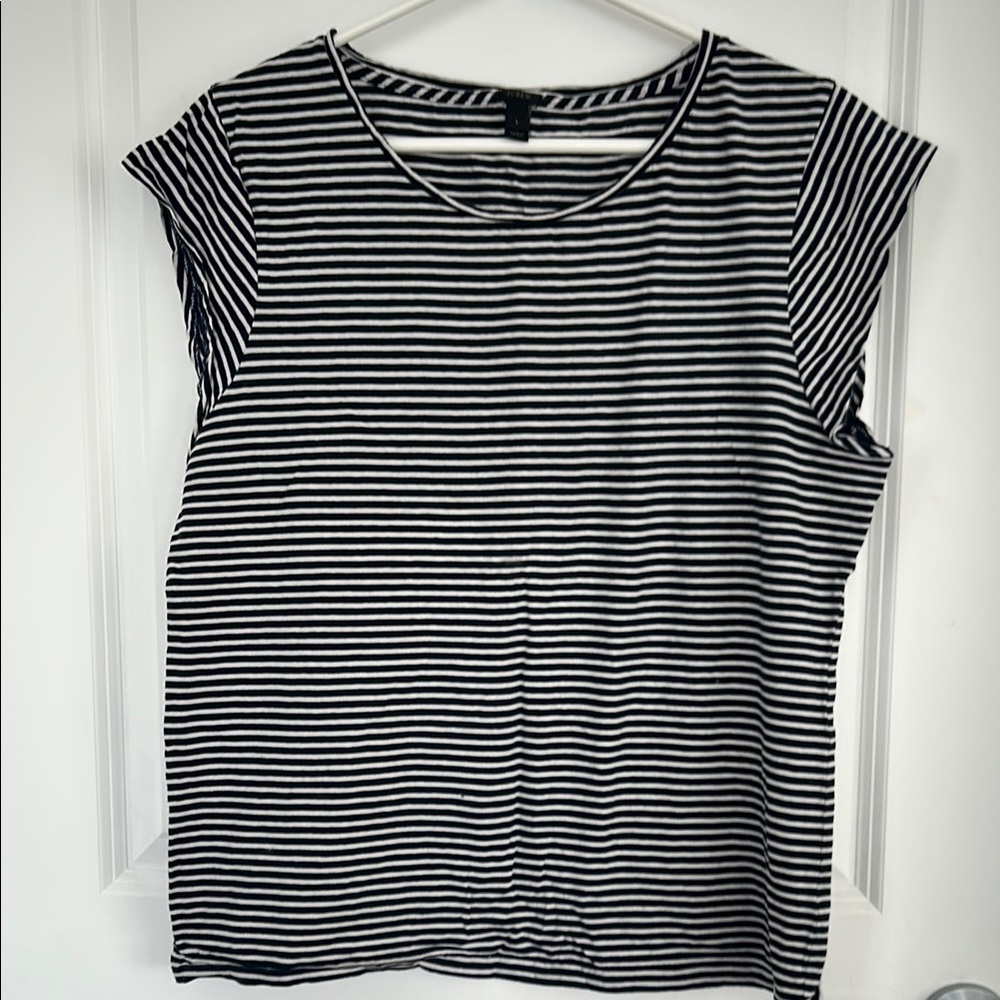 J. Crew Black and White Boxy Striped Tee